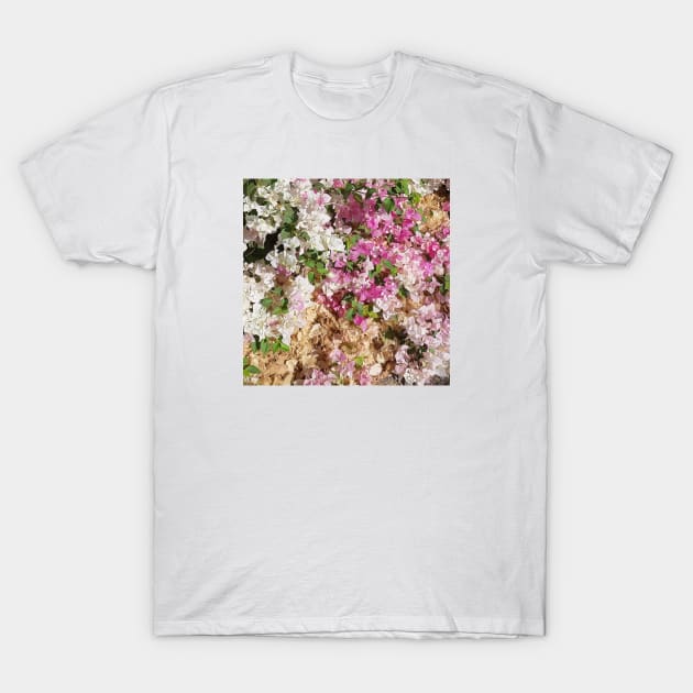 blossom pattern, pink, white, green, color, romantic, floral, flowers, nature, botanical, blossom, spring, flower, trendy, trending, summer, sun, T-Shirt by PrintedDreams